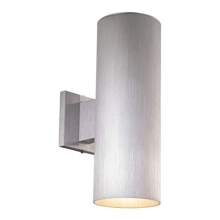 Vaxcel Chiasso Aluminum 2 Light Silver Cylinder Outdoor Wall Lantern Clear Glass CO-OWB052SL